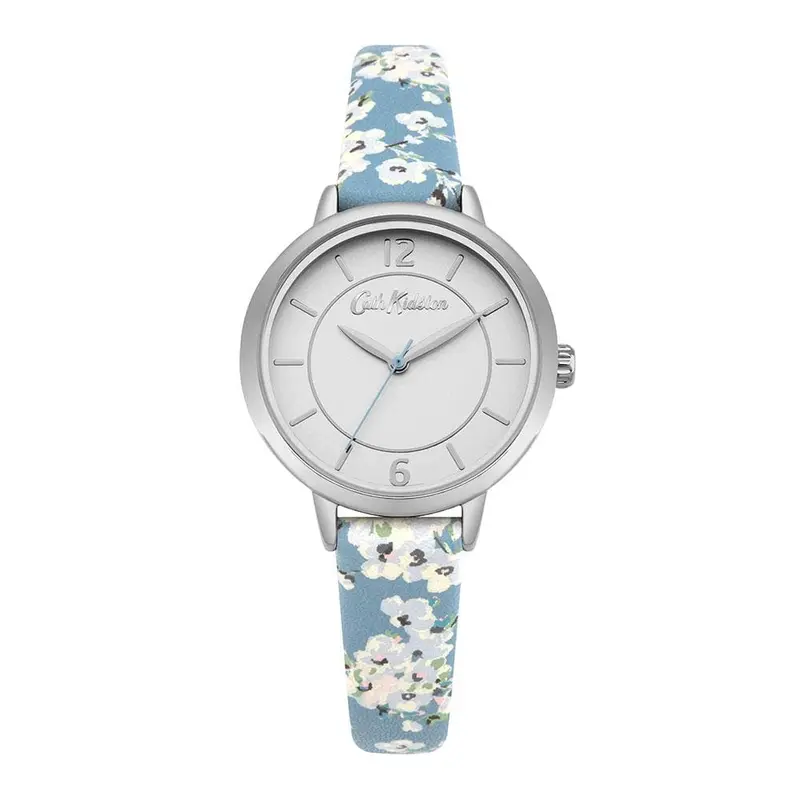 Cath Kidston Quartz Wellesley Blossom Silver Alloy Ckl046us Blue Pu Strap Ladies Watch 1