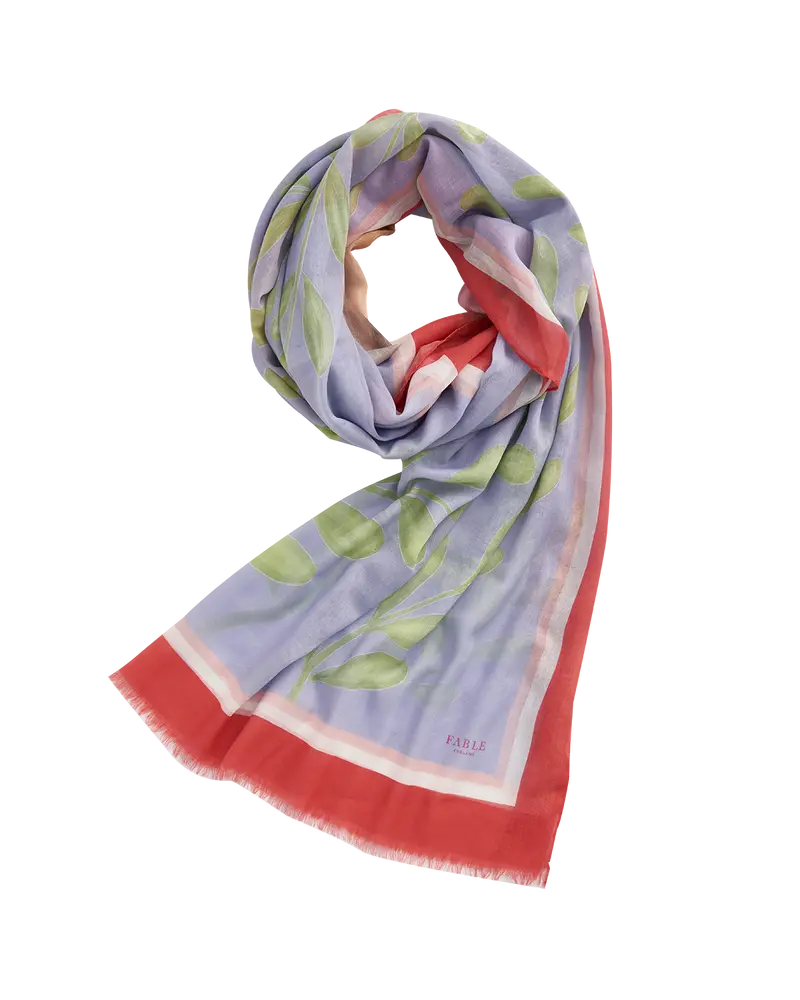 Catherine Rowe Pet Portraits Pug Blue Lightweight Scarf 1