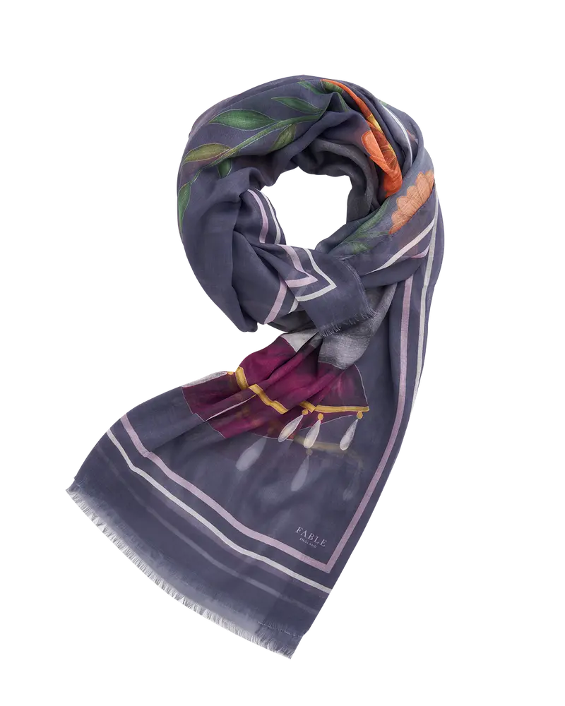 Catherine Rowe Pet Portraits Whippet Medieval Blue Lightweight Scarf 1