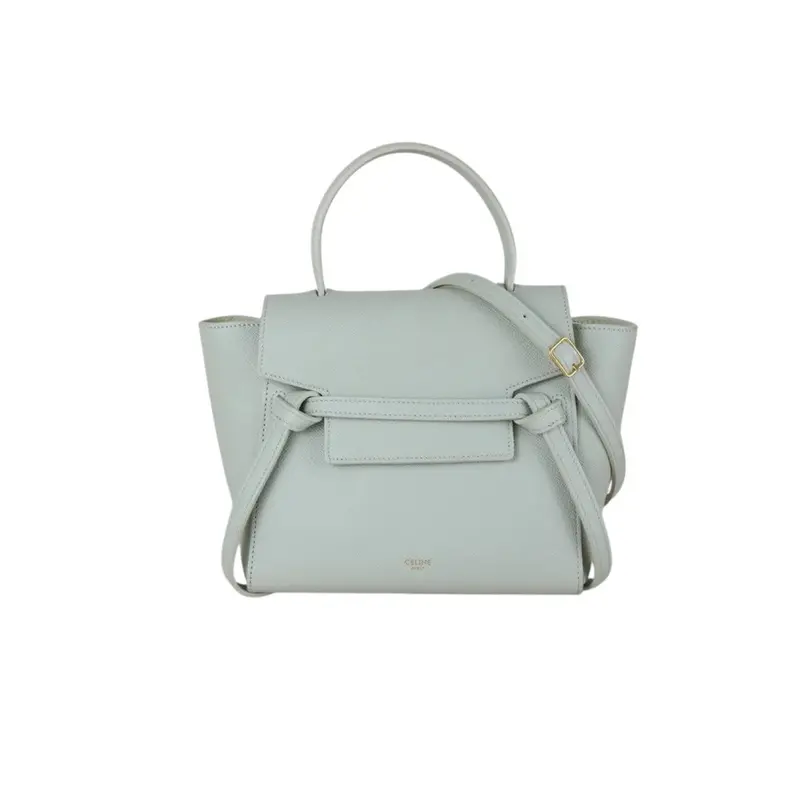 Celine X25091404 Leather Calf Belt Nano Handbag Shoulder Bag Sage Green (Very Good Condition) 1