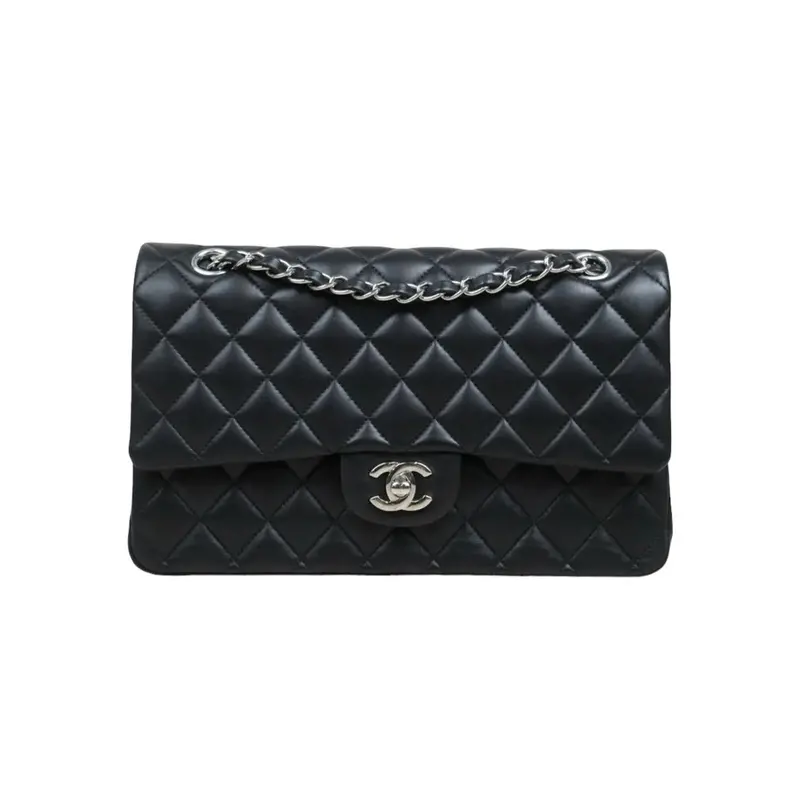 Chanel Lamb Skin Matrasse Double Flap 25 Shoulder Bag Black Made In 2017 S25101808 (Very Good Condition) 1