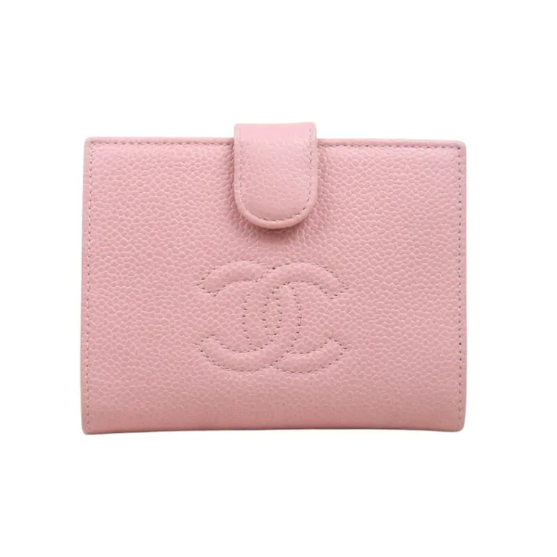 Chanel S25032620 Caviar Skin Calf Leather Wallet Pink (Good Condition) 1