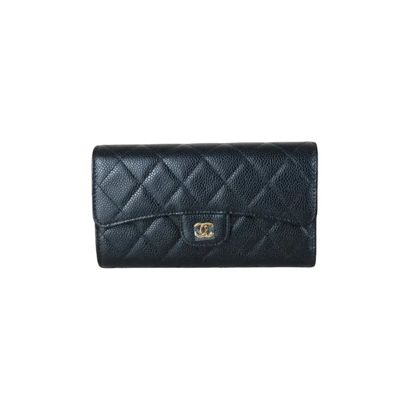 Chanel X25092701 Full Set Chanel Caviar Skin Black Long Wallet Made In 2014- 2015 (Excellent Condition) 1