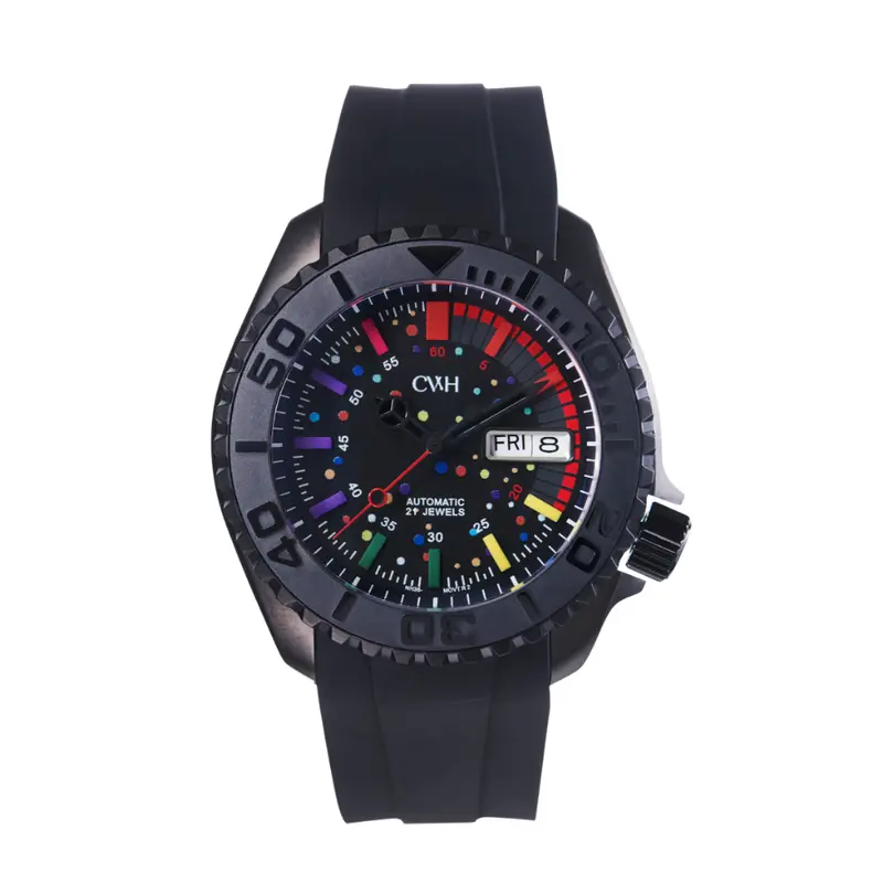 Chromatic Pulse - Cwh Special Custom Black Silicone Strap Men Watch Ch-Mod-M37 1