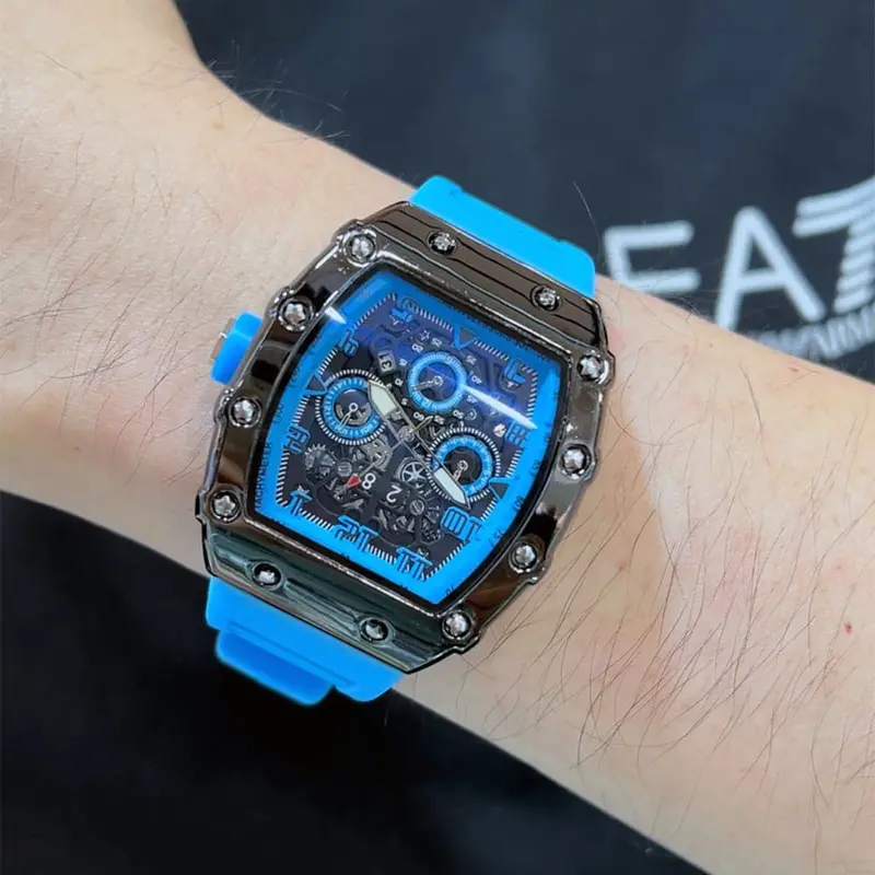 Chronograph Blue Silicone Strap Men Watch H2-9179G-Bk-Bu 1