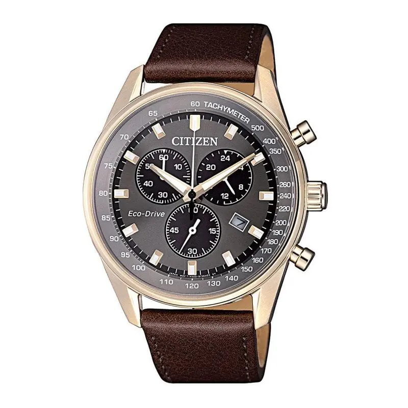 Citizen At2393-17H Eco Drive Brown Leather Strap Men's Watch 1