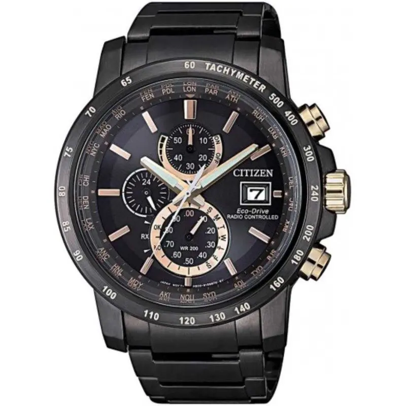Citizen At8127-85F Eco-Drive Chronograph Black Stainless Steel Men's Watch 1
