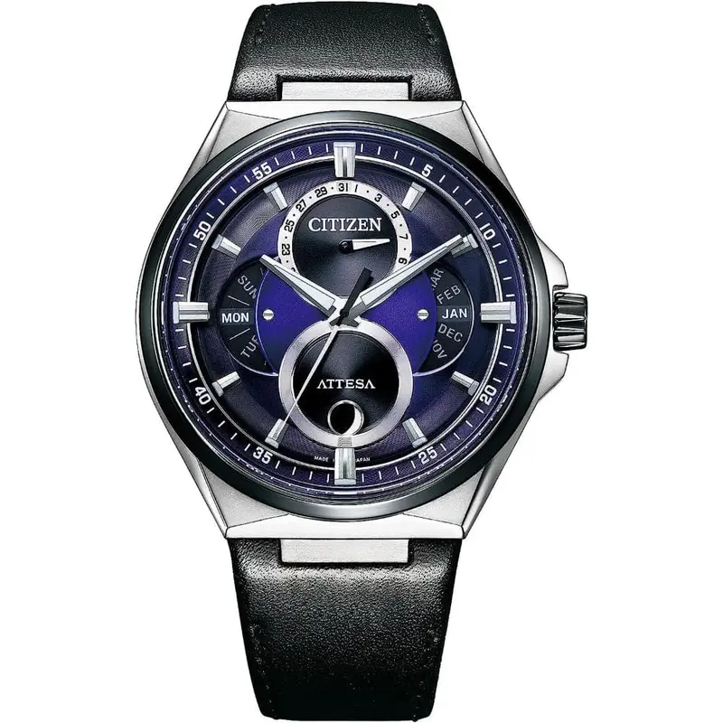 Citizen Attesa Blue Dial Black Leather Strap Men Watch Bu0066-11W 1