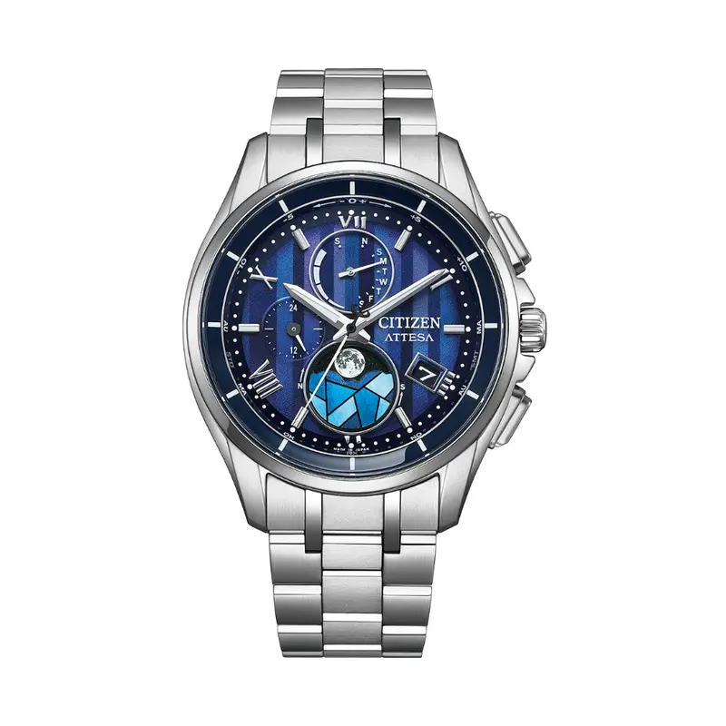 Citizen Attesa Blue Dial Titanium Steel Strap Men's Watch By1000-51L 1
