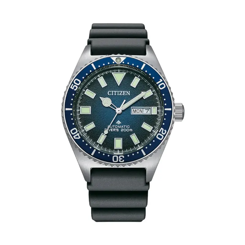 Citizen Automatic Blue Dial Black Polyurethane Strap Men Watch Ny0129-07L 1