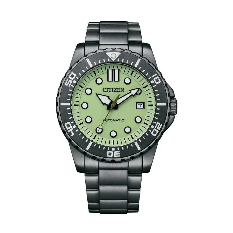Citizen Automatic Mint Green Dial Black Stainless Steel Strap Men Watch Nj0177-84X 1