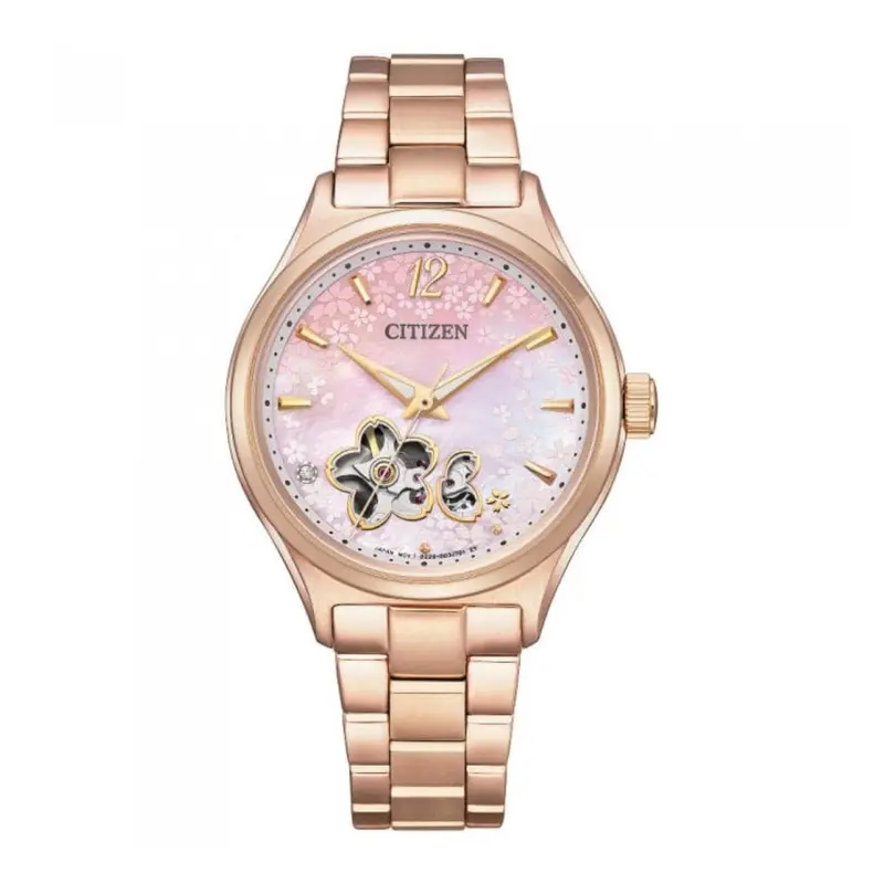 Citizen Automatic Pink Dial Rose Gold Stainless Steel Women Watch Pc1017-61Y 1