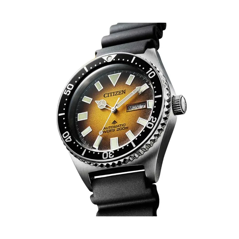 Citizen Automatic Yellow Dial Black Rubber Strap Men Watch Ny0120-01X 2