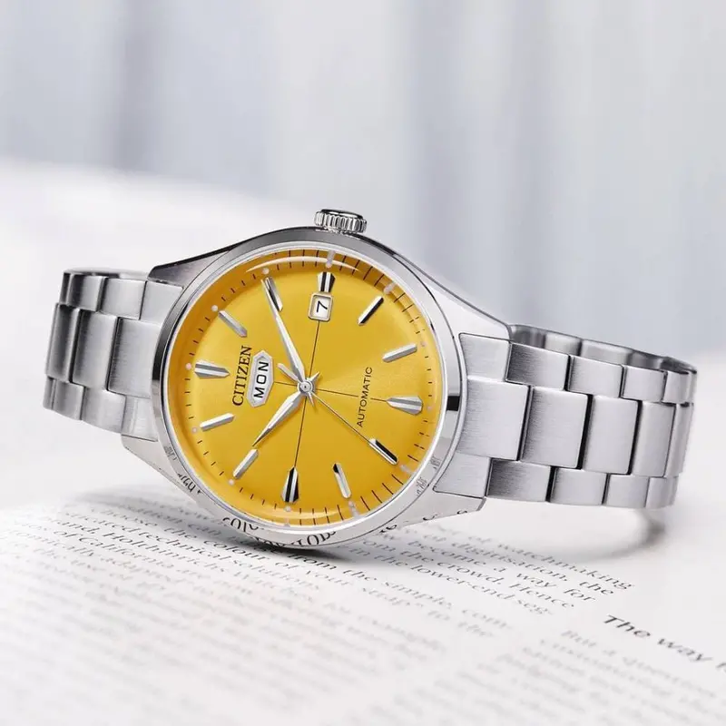 Citizen Automatic Yellow Dial Silver Stainless Steel Men Watch Nh8391-51Z 2
