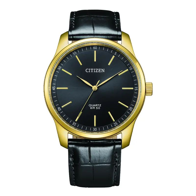 Citizen Bh5002-02E Gold Metal Black Dial Black Leather Gents Watch 1