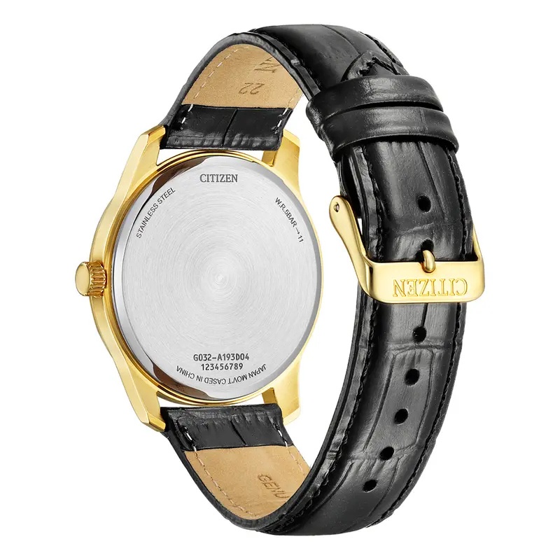 Citizen Bh5002-02E Gold Metal Black Dial Black Leather Gents Watch 2