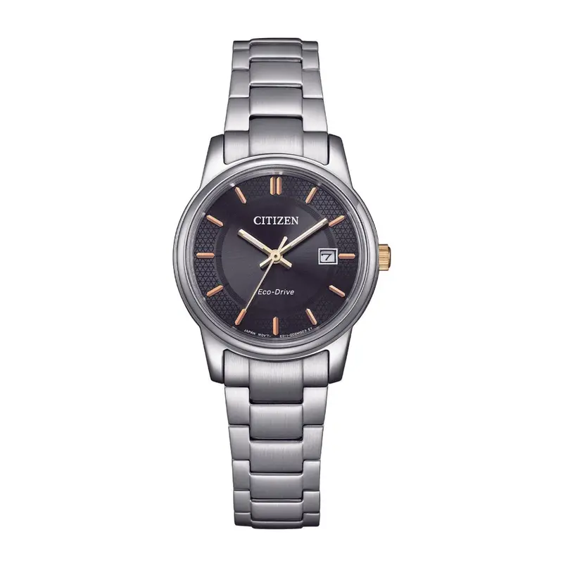 Citizen Black Dial Stainless Steel Unisex Watch Ew2317-76E 1