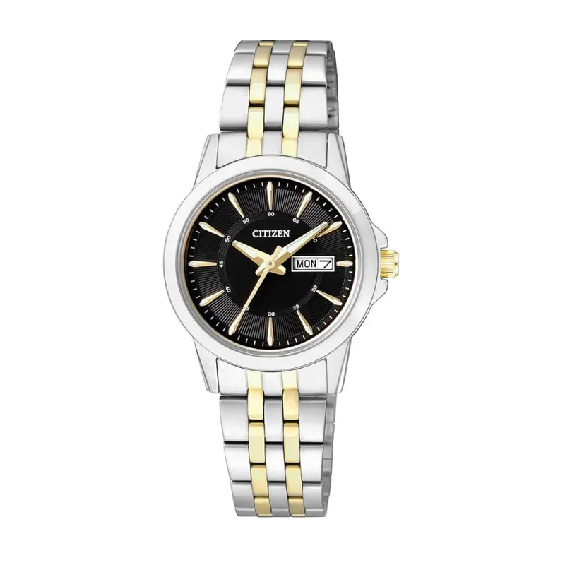 Citizen Black Dial Two-Tone Stainless Steel Strap Women Watch Eq0608-55E 1