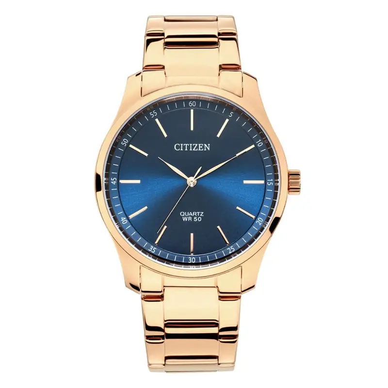 Citizen Blue Dial Rose Gold Stainless Steel Strap Men Watch Bh5003-51L 1
