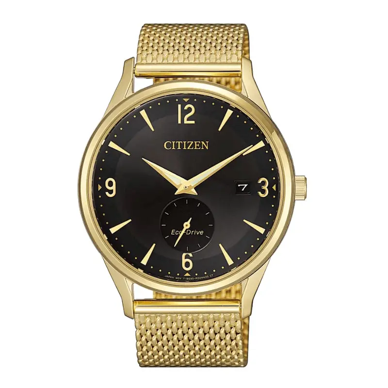 Citizen Bv1118-84E Black Dial Gold Plating Stainless Steel Mesh Strap Men's Watch 1