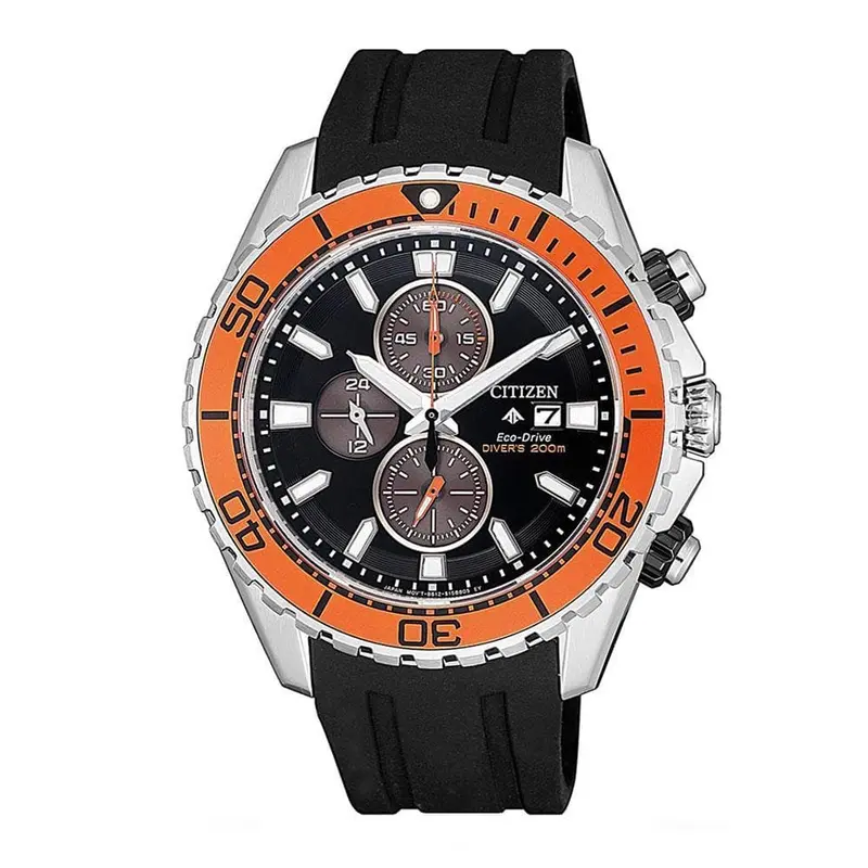 Citizen Ca0718-13E Promaster Marine Chronograph Silver Stainless Steel Black Silicone Strap Men's Watch 1