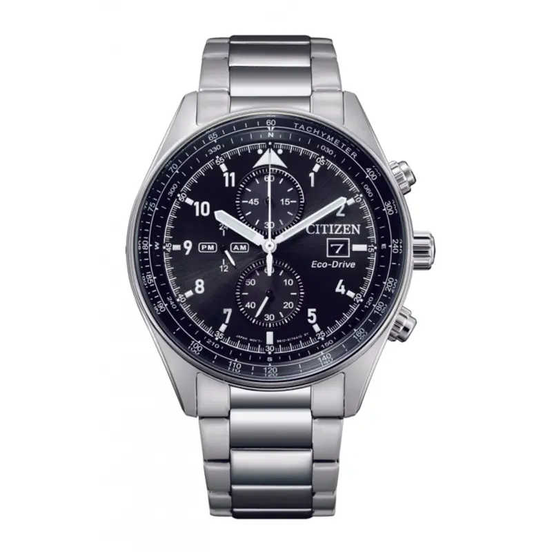 Citizen Ca0770-81E Eco-Drive Chronograph Black Dial Stainless Steel Strap Men's Watch 1
