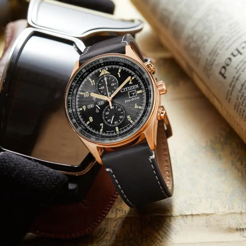 Citizen Ca0773-15E Eco-Drive Chronograph Black Leather Strap Men's Watch 1