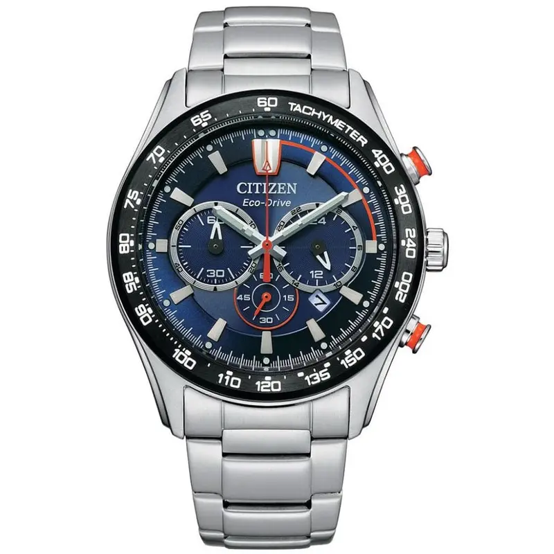Citizen Ca4486-82L Eco-Drive Chronograph Blue Dial Stainless Steel Strap Men's Watch 1