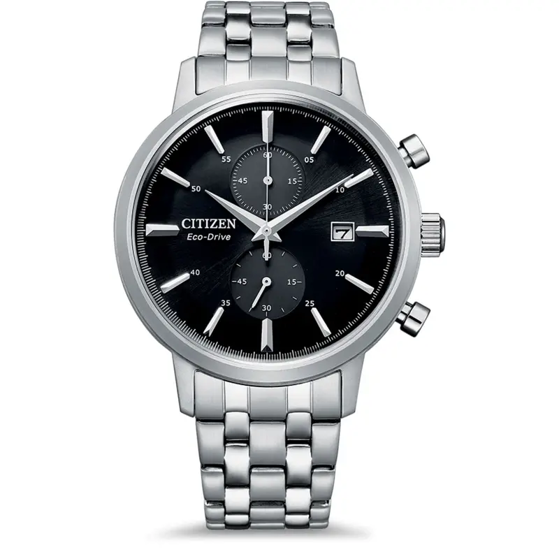 Citizen Ca7060-88E Eco-Drive Solar Chronograph Black Dial Stainless Steel Strap Men's Watch 1