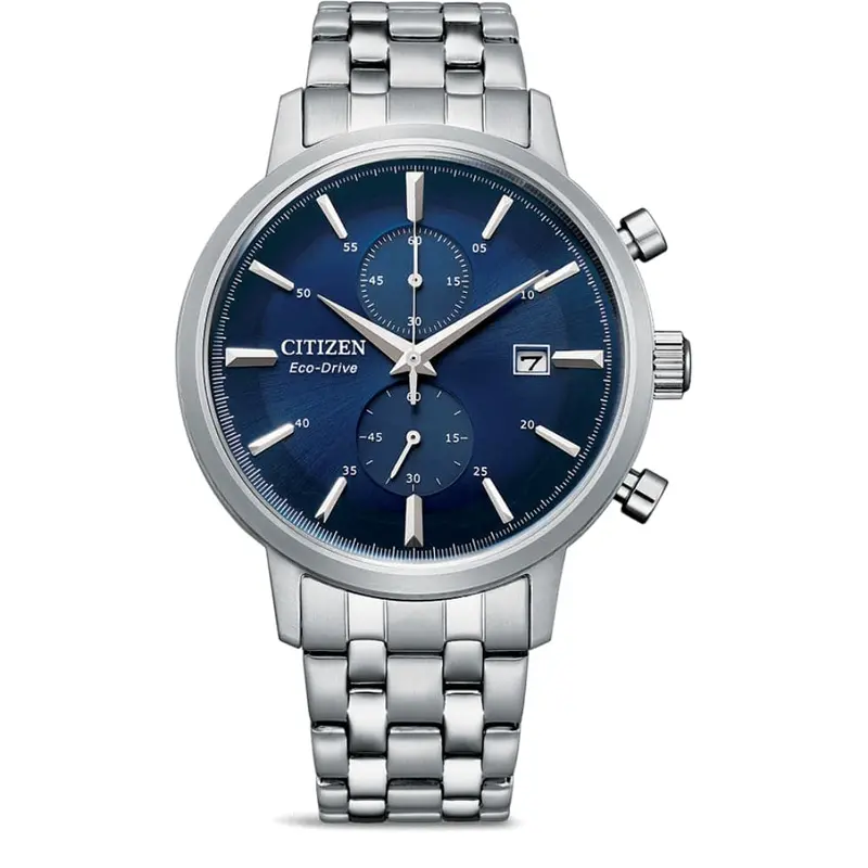 Citizen Ca7060-88L Eco-Drive Chronograph Blue Dial Stainless Steel Strap Men's Watch 1