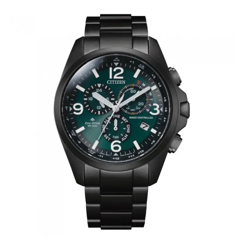 Citizen Cb5925-82X Chronograph Green Dial Black Stainless Steel Men's Watch 1