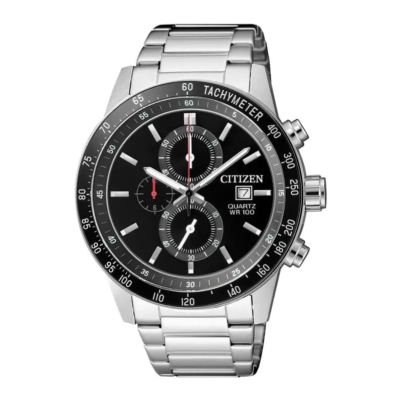 Citizen Chronograph Black Dial Silver Stainless Steel Strap Men Watch An3600-59E 1