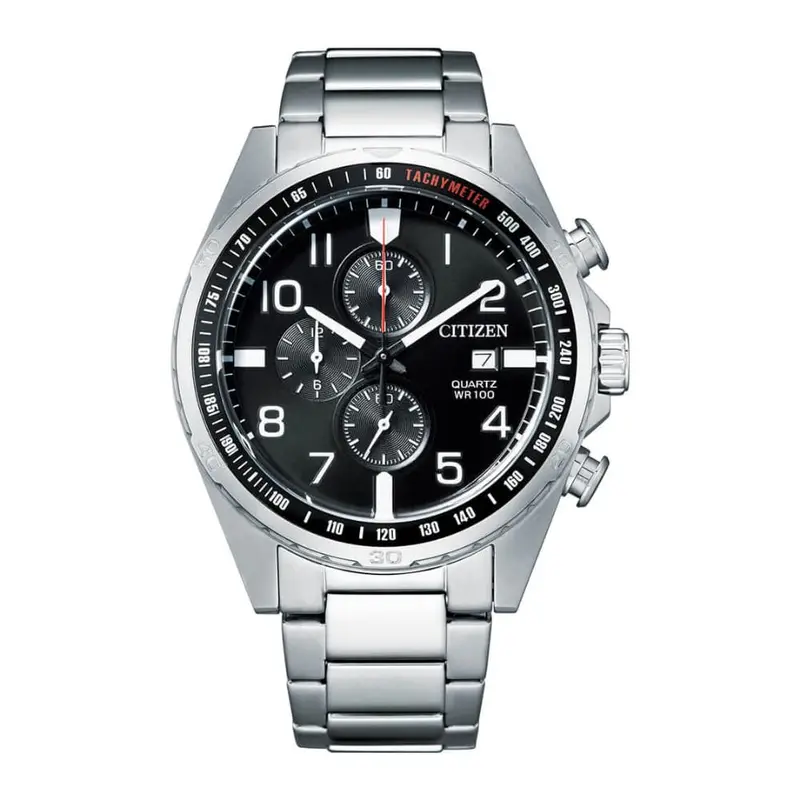 Citizen Chronograph Black Dial Silver Stainless Steel Strap Men Watch An3650-51E 1