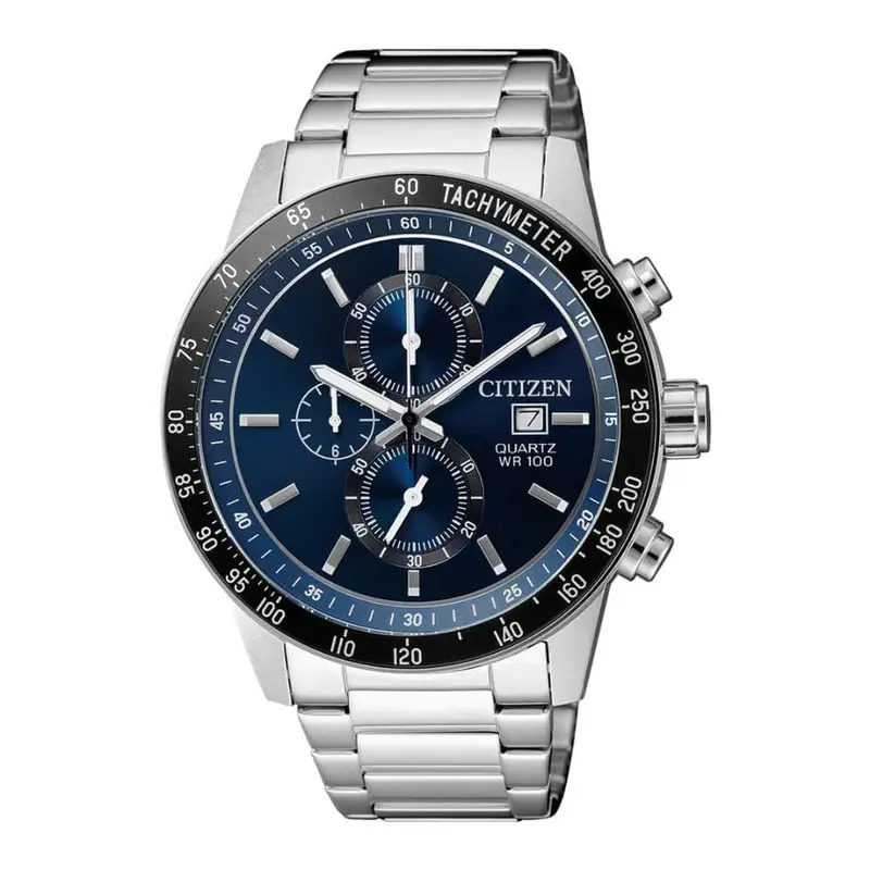 Citizen Chronograph Blue Dial Silver Stainless Steel Strap Men Watch An3600-59L 1