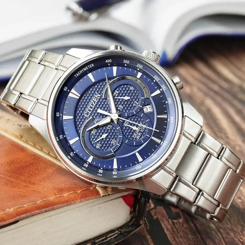 Citizen Chronograph Blue Dial Silver Stainless Steel Strap Men Watch An8190-51L 1