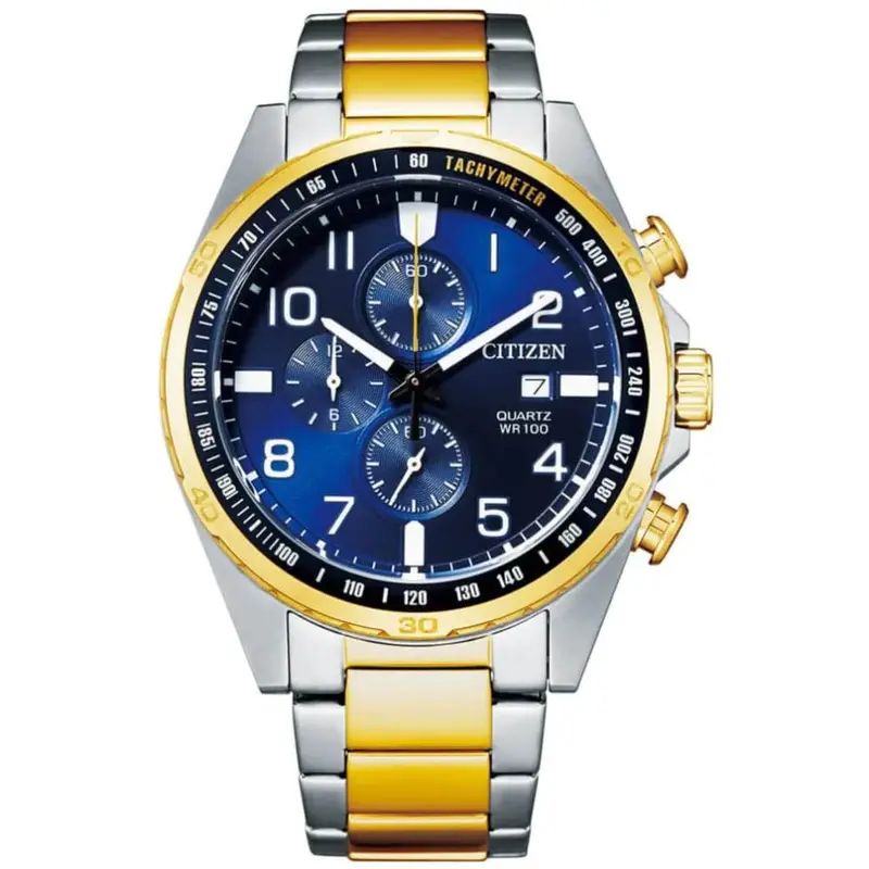 Citizen Chronograph Blue Dial Two-Tone Stainless Steel Strap Men Watch An3654-50L 1