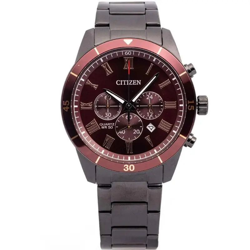 Citizen Chronograph Red Dial Black Stainless Steel Strap Men Watch An8167-53X 1