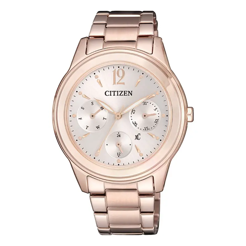 Citizen Chronograph Rose Gold Stainless Steel Strap Women Watch Fd2064-59A 1