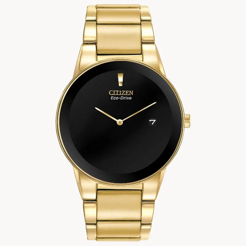 Citizen Eco-Drive Axiom Black Dial Gold Stainless Steel Strap Men Watch Au1062-56E 1