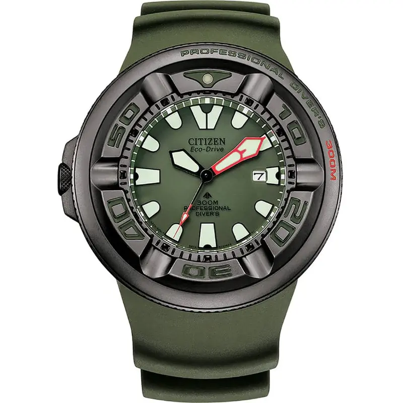 Citizen Eco-Drive Bj8057-17X Green Rubber Strap Men Watch 1