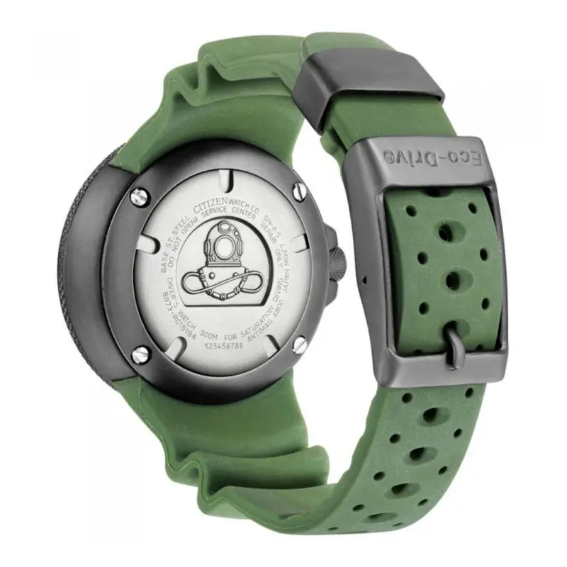 Citizen Eco-Drive Bj8057-17X Green Rubber Strap Men Watch 2