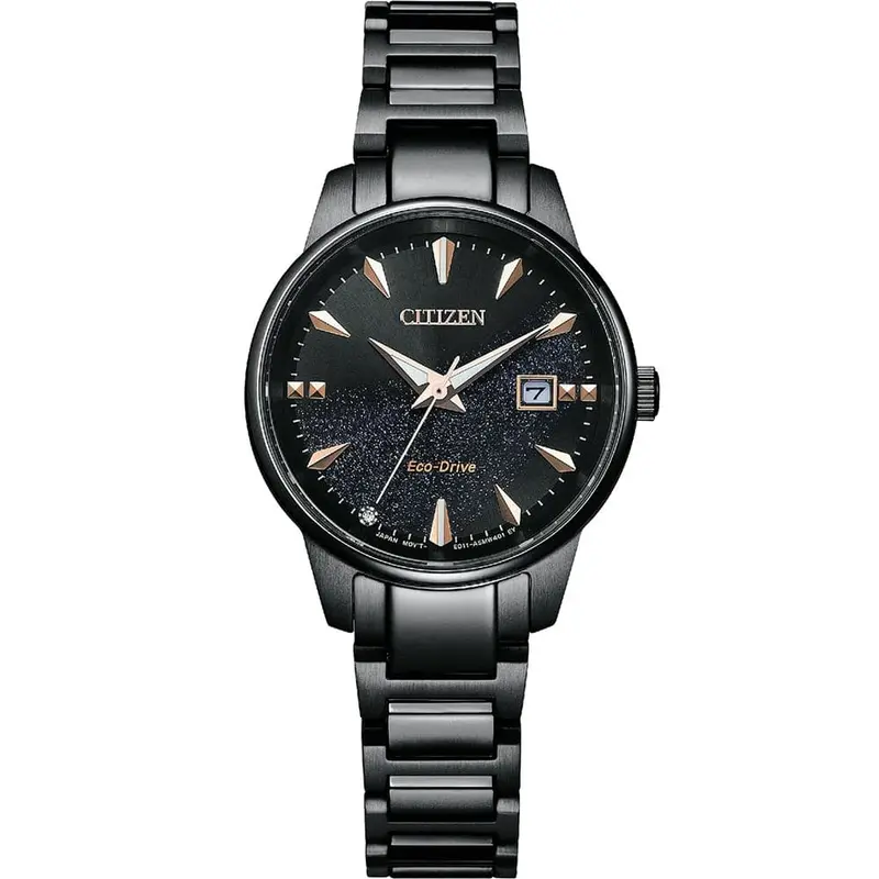 Citizen Eco Drive Black Dial And Stainless Steel Strap Women Watch Ew2595-81E 1
