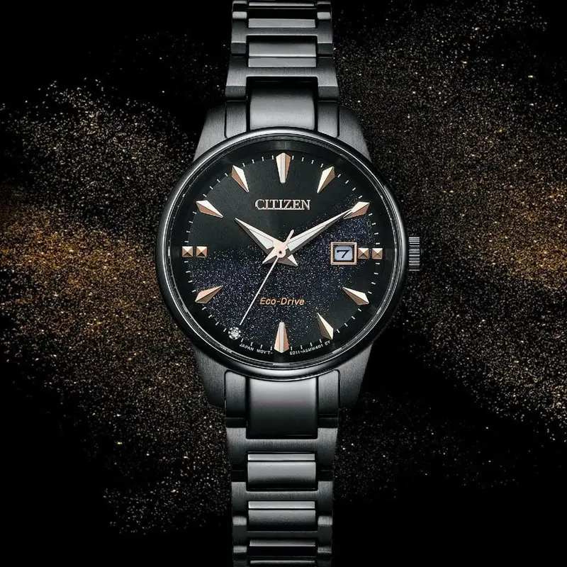 Citizen Eco Drive Black Dial And Stainless Steel Strap Women Watch Ew2595-81E 2