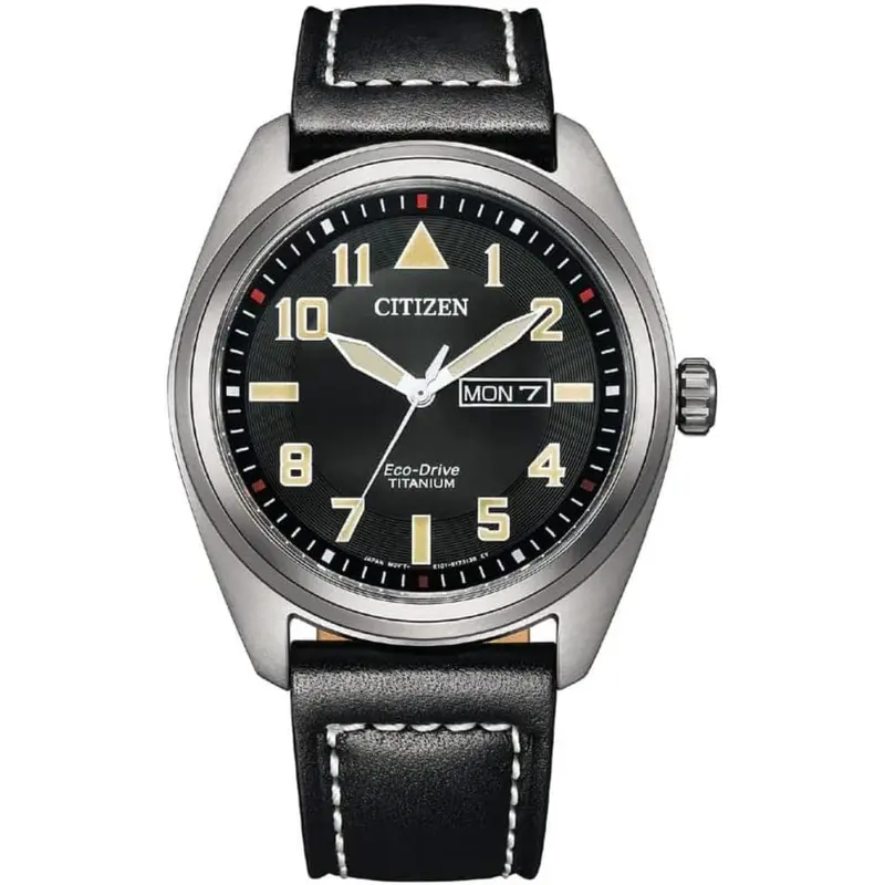 Citizen Eco-Drive Black Dial & Leather Strap Men Watch Bm8560-29E 1