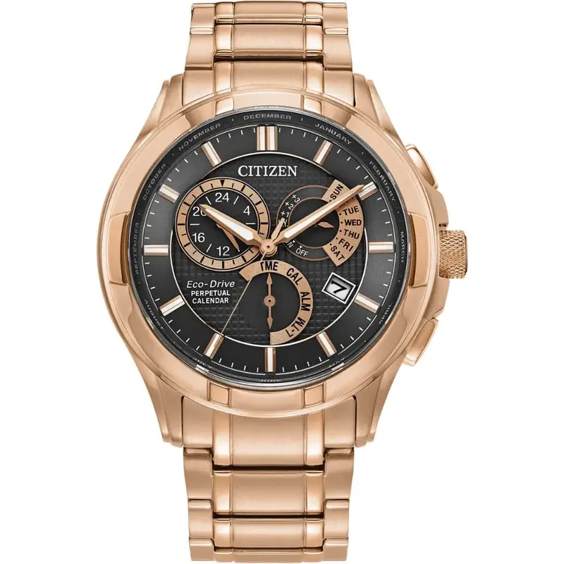 Citizen Eco-Drive Black Dial Rose Gold Stainless Steel Strap Men Watch Bl8163-50X 1