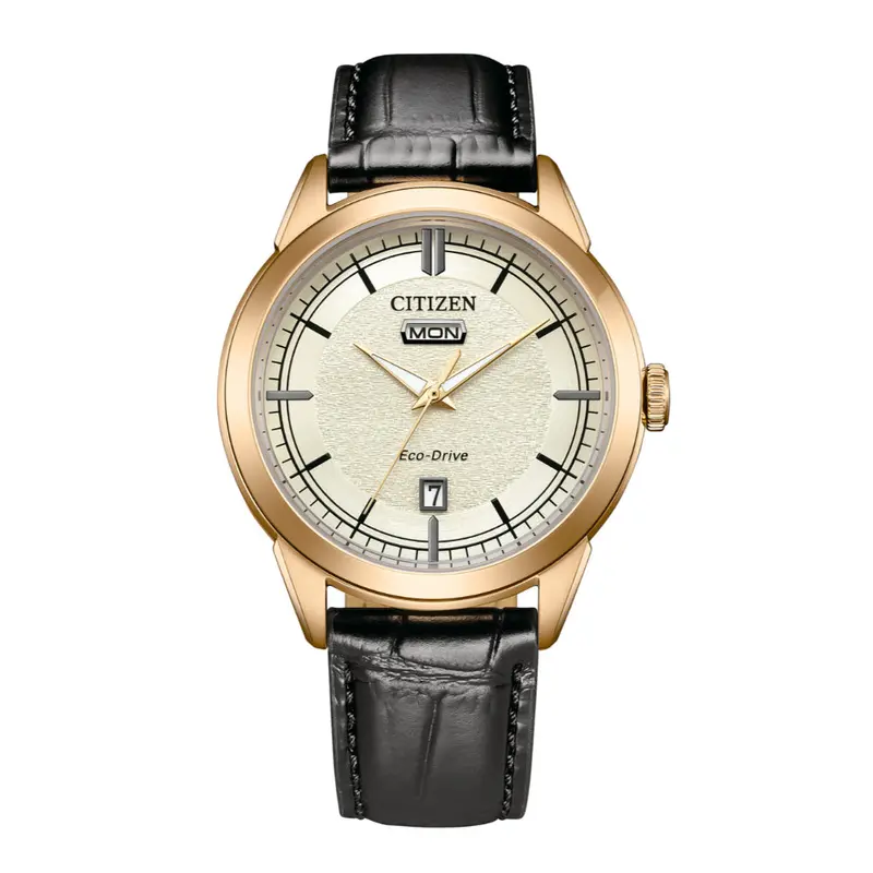 Citizen Eco-Drive Black Leather Strap Men's Watch - Date Display | Aw0153-04A 1