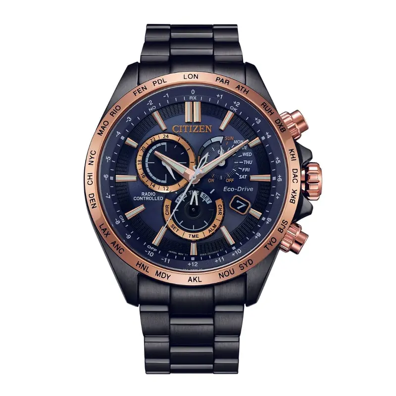 Citizen Eco Drive Black Stainless Steel Strap Men Watch Cb5956-89L 1