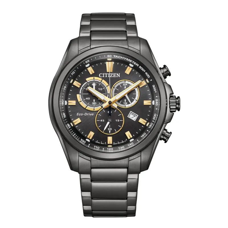 Citizen Eco-Drive Black Stainless Steel Strap Men's Watch - Chronograph | At2137-50E 1