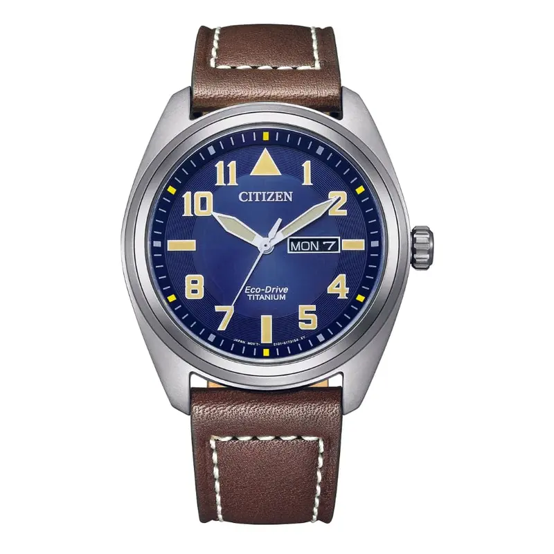 Citizen Eco-Drive Blue Dial Brown Leather Strap Men Watch Bm8560-37L 1