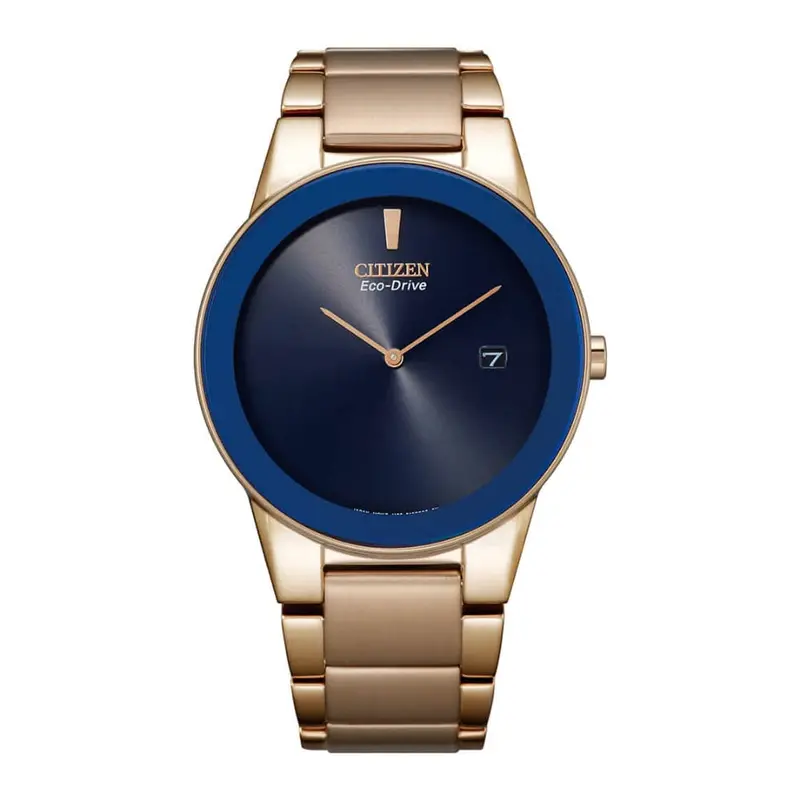 Citizen Eco-Drive Blue Dial Gold Stainless Steel Strap Women Watch Au1066-80L 1